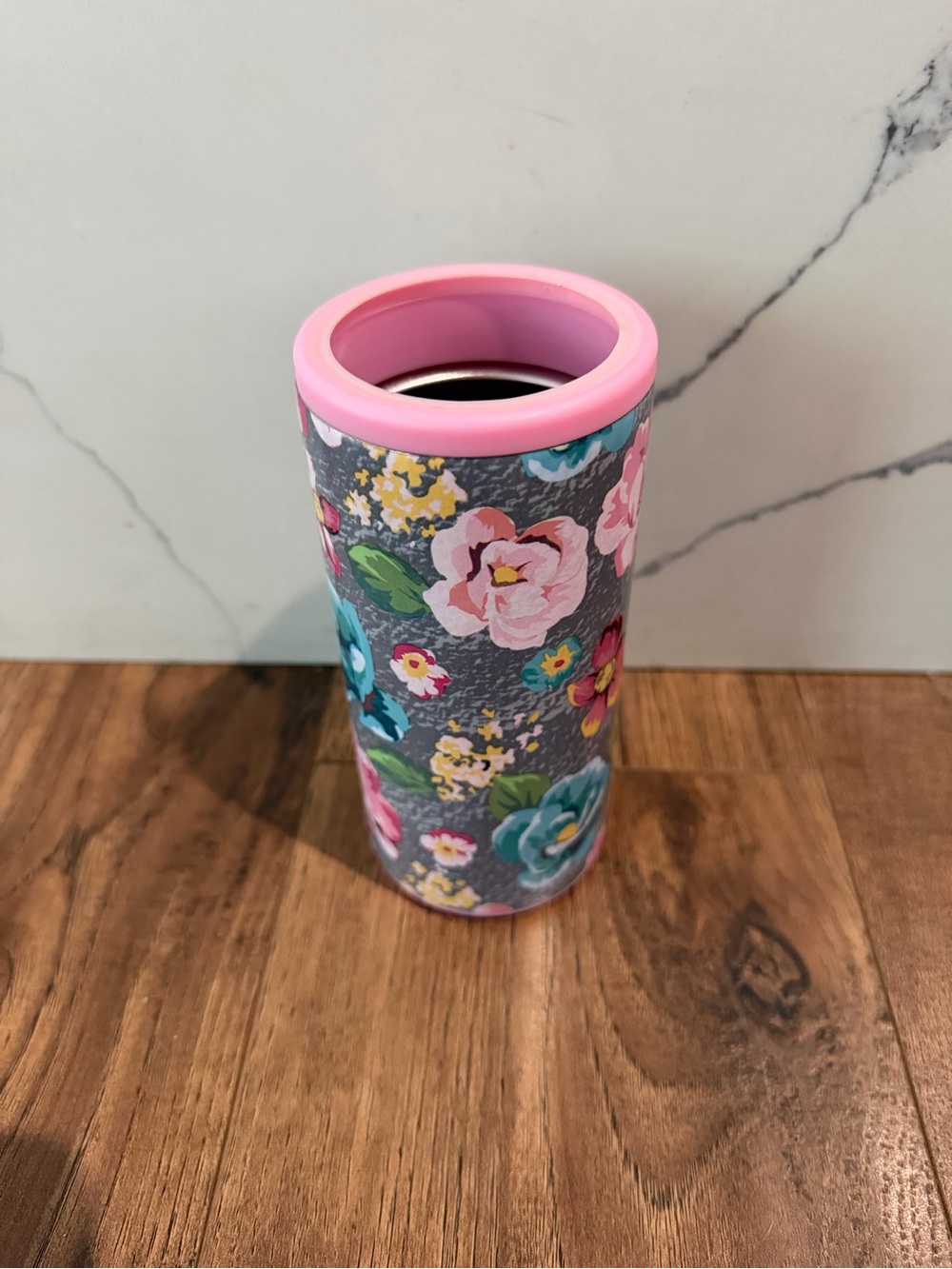 Swig Life Pink Floral Insulated Skinny Slim Can Cooler